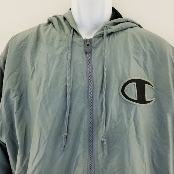 Champion C Logo Sherpa Lined Coaches Jacket Gray - Picture 3 of 6